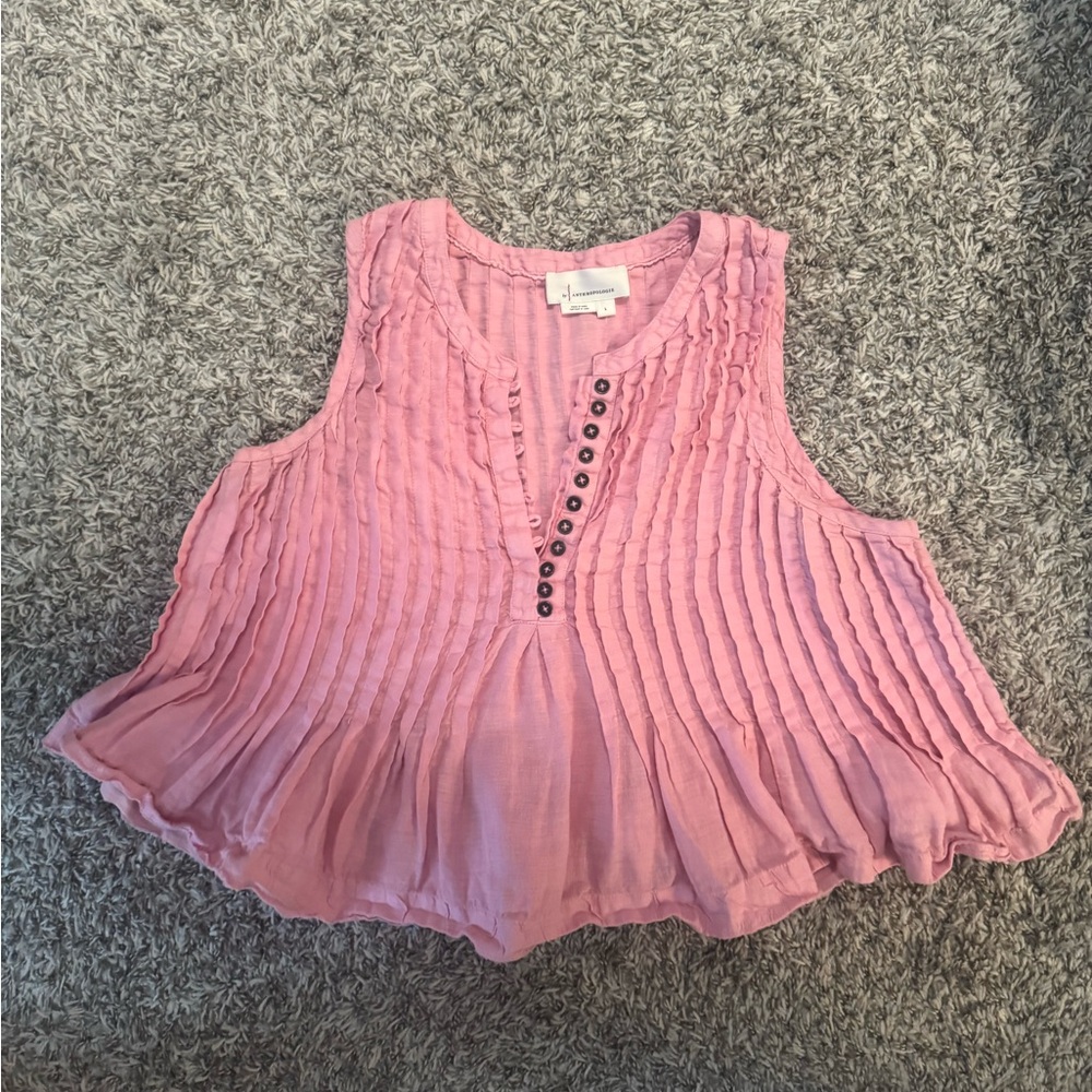 Anthropologie Lottie Linen Pink Tank Top